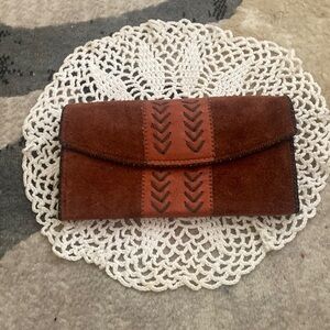 Vintage Brown Chevron Leather Clutch